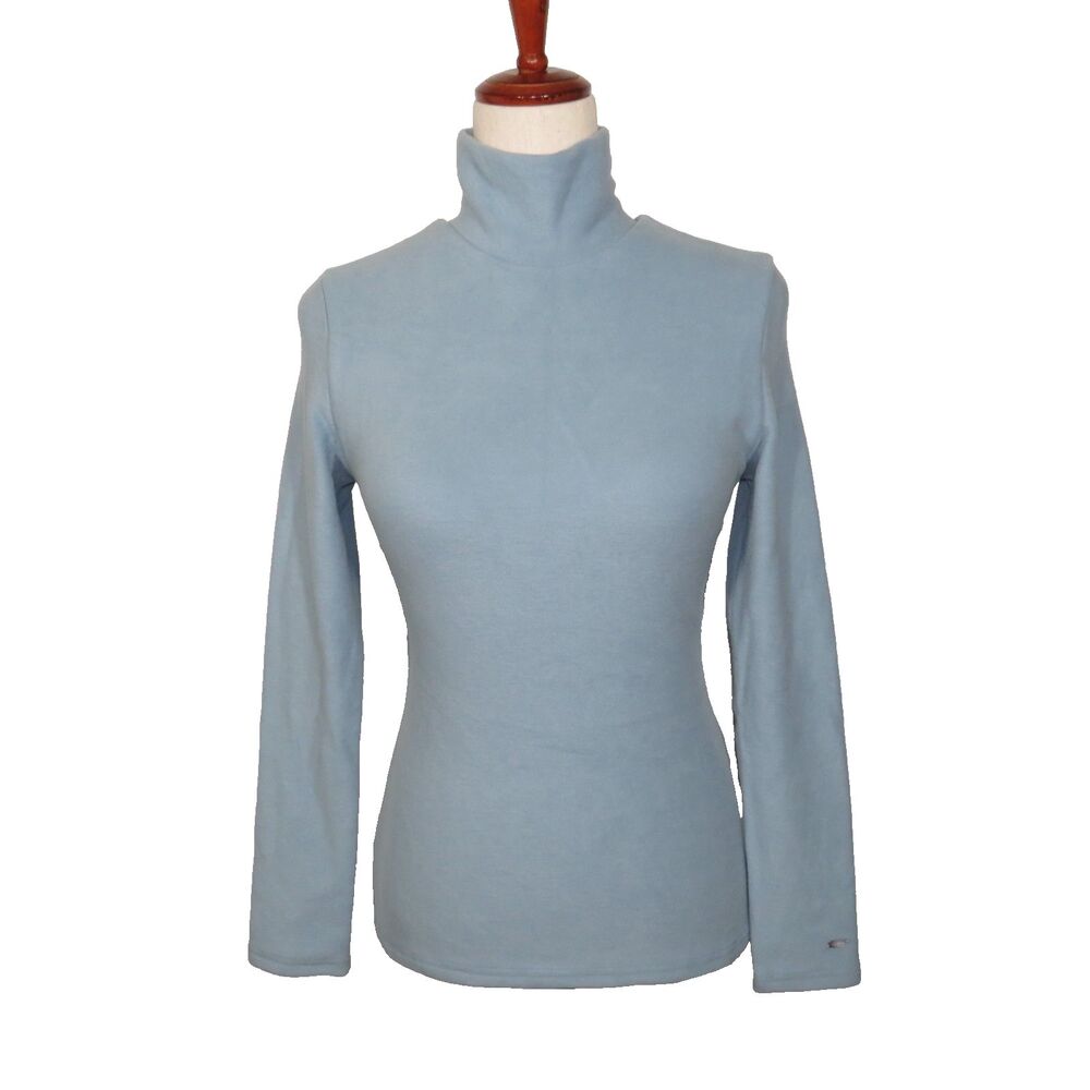 OGL EcoMousse MaxWarm Soft Cozy Turtleneck Long Sleeve Brami Top Blue Sz Small